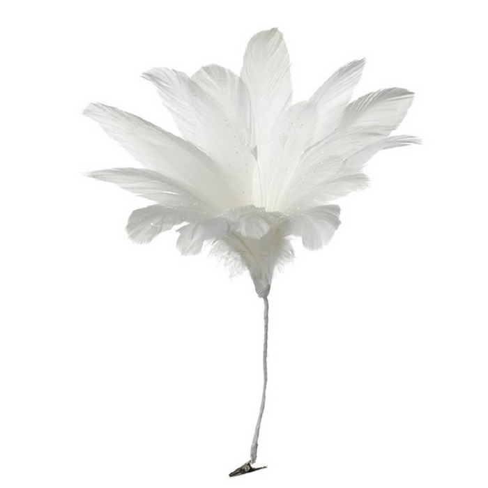 Set of 2 White Feather Flower Clip