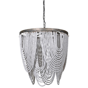 White Wash Wooden Bead Ceiling Light