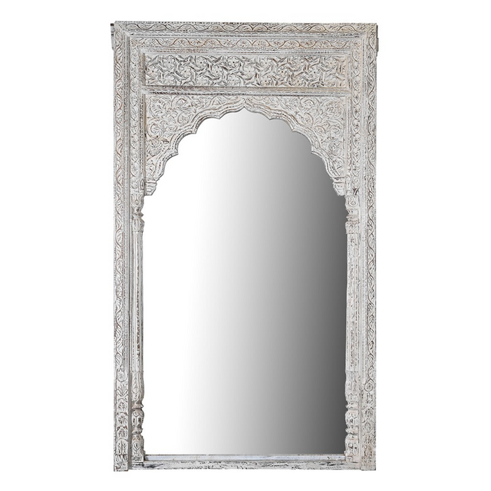 White Wooden Arch Framed Mirror