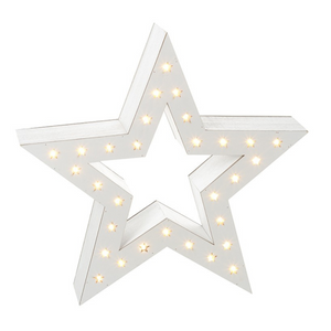 White Wooden Light Up Star 37cm Christmas Decor nationwide delivery www.lilybloom.ie