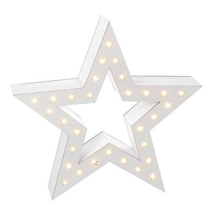 White Wooden Light Up Star 52cm