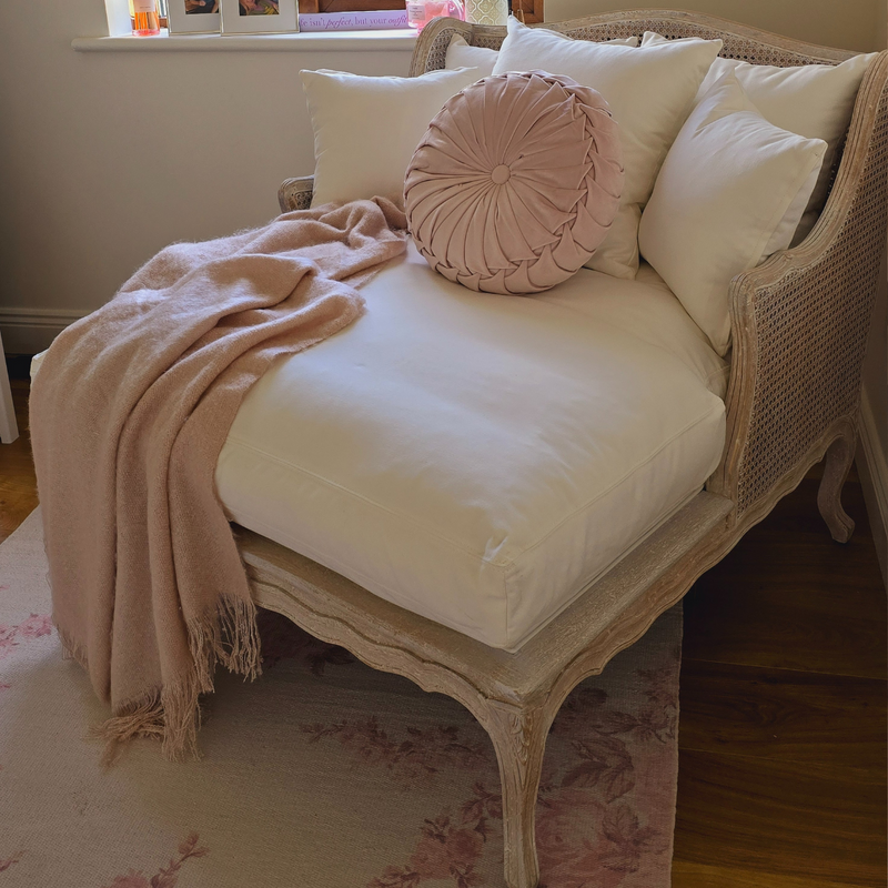 White Cotton Chaise Lounge Lily Bloom Interiors