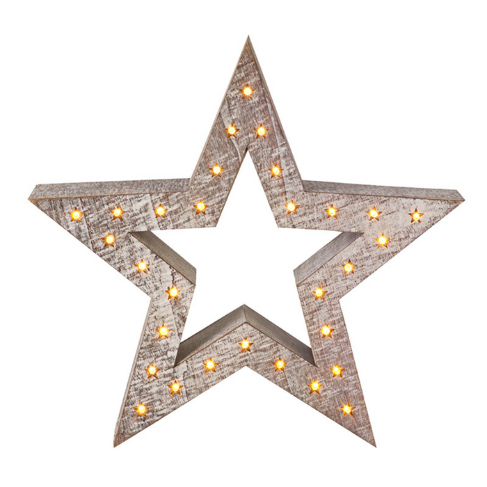 Bulky Wooden Star Christmas Decoration with LED Light