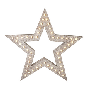 Wooden Star Christmas Decoration with LED Light nationwide delivery www.lilybloom.ie