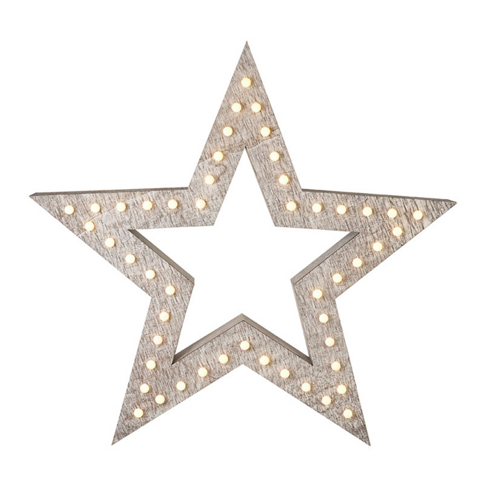 Wooden Star Christmas Decoration with LED Light - 78cm