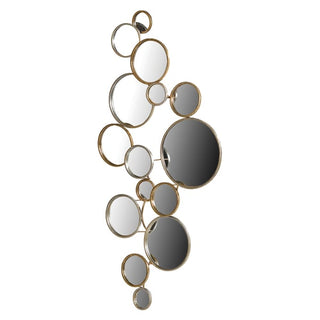 Cabra Gold Multi Circle Feature Wall Mirror with linked circular mirrored panels for hallway, bedroom or living room styling at Lily Bloom