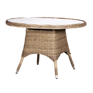 Round wicker table with glass top available from www.lilybloom.ie