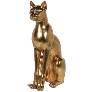 Sitting golden cat ornament with smooth sculptural finish. Decorative homeware from Lily Bloom, Gorey, Ireland.