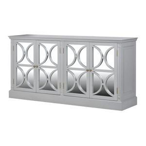 Grey Hamptons 4 Drawer Mirror Sideboard
