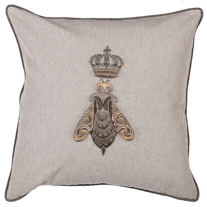 Beige Bee with Crown Cushion Cover