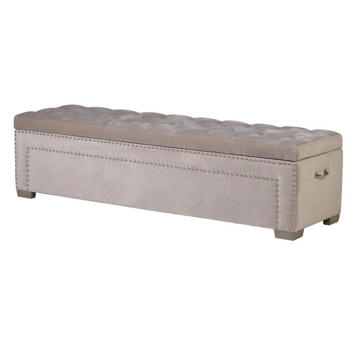 Beige Buttoned and Studded Bedding Box