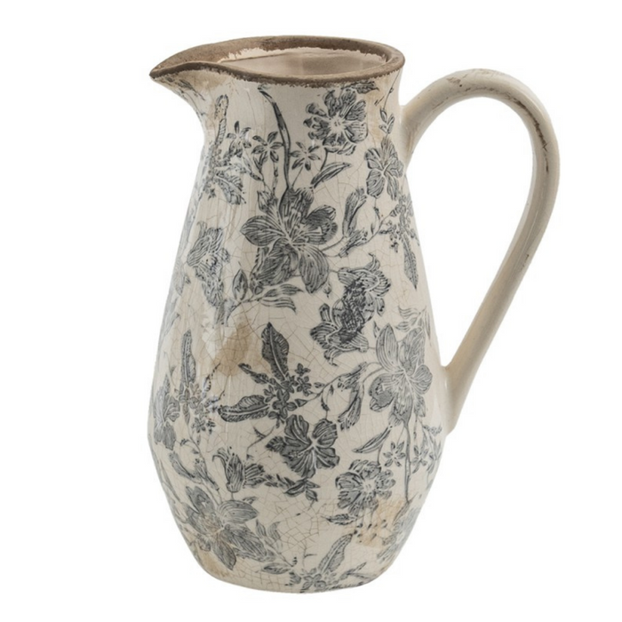 Beige and Blue floral pitcher