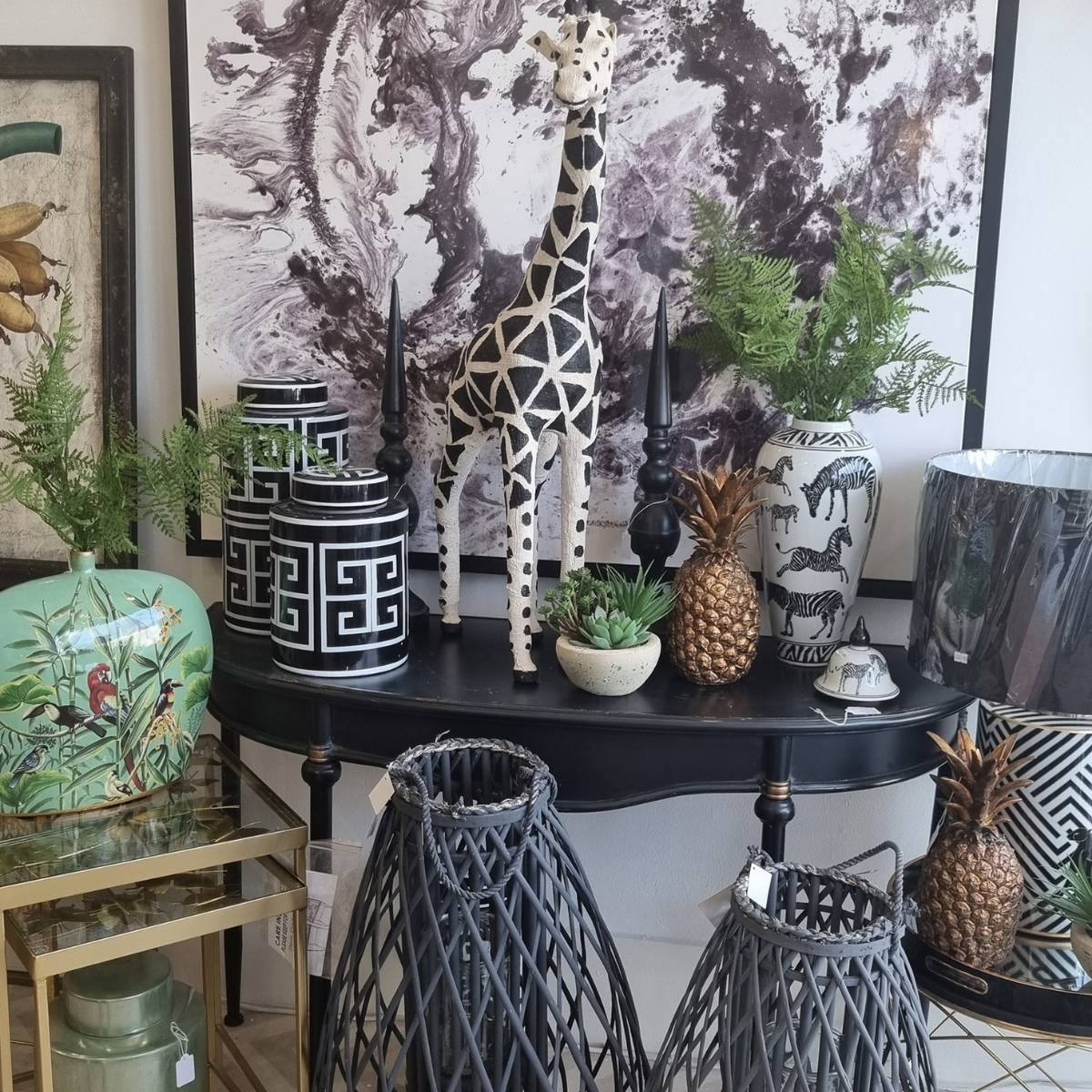 Black Curved Console Table