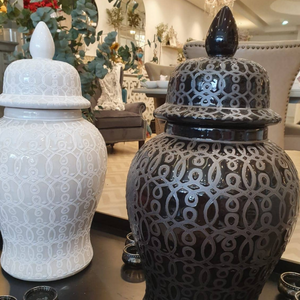 Black Patterned Ginger Jar  www.lilybloom.ie