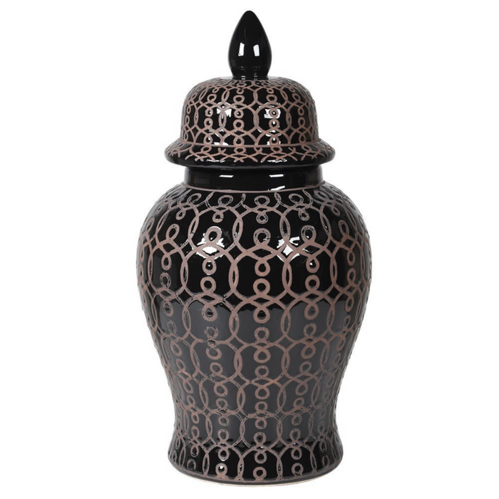 Black Patterned Ginger Jar