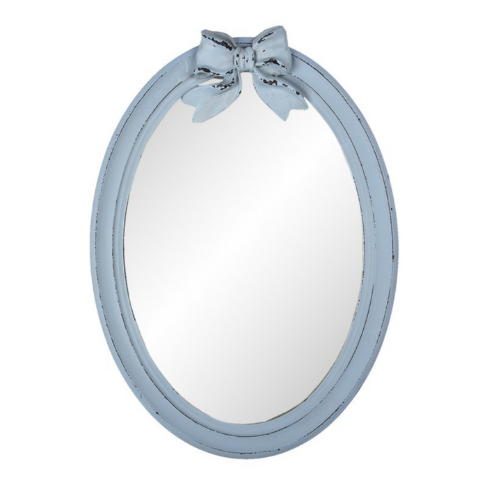 Blue Bow Oval Mirror