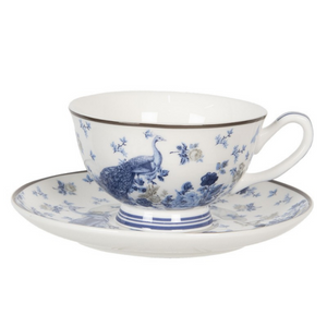 Blue Peacock Cup & Saucer Set delivery nationwide www.lilybloom.ie