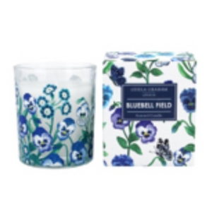 Blue Violas Scented Candle in Glass Pot - large