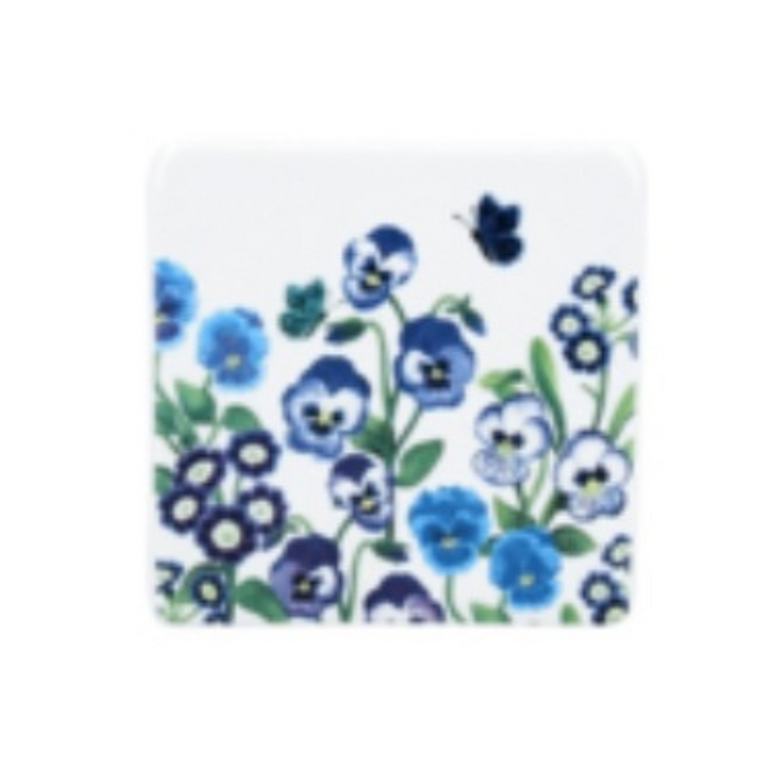 Blue Violas & Butterflies New Bone China Coaster