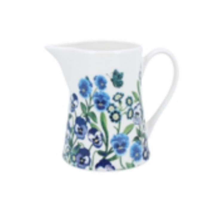 Blue Violas & Butterflies New Bone China Jug -small
