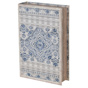 Blue and Grey Patterned Book Box nationwide www.lilybloom.ie