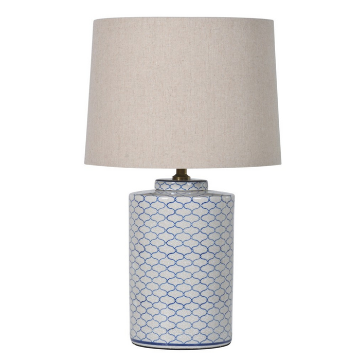 Blue and White Crackle Lamp with Shade