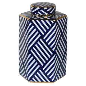 Blue and White Striped Ginger Jar nationwide www.lilybloom.ie