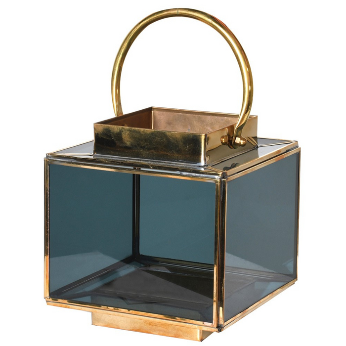 Box Lantern with Black Glass