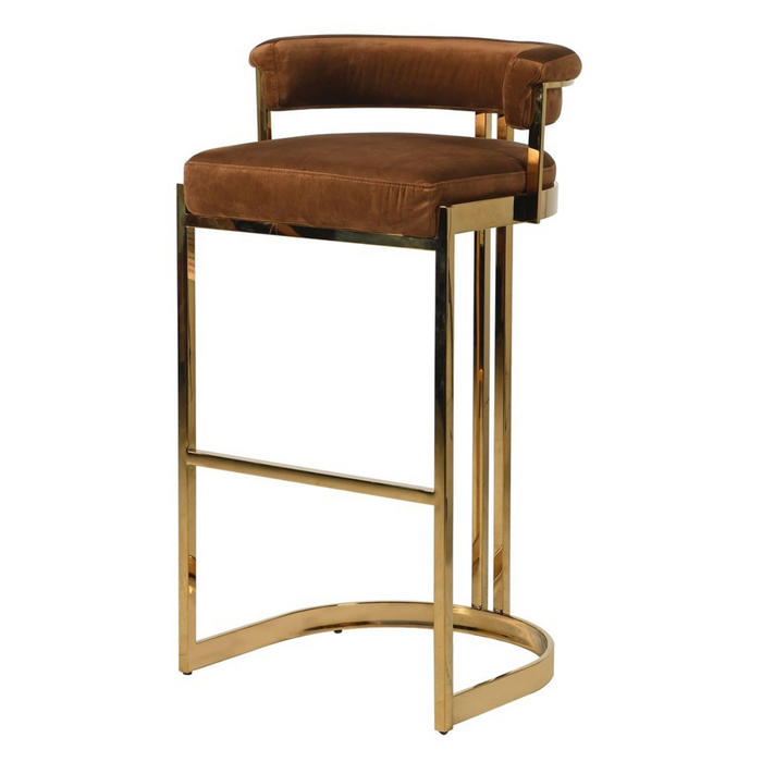 Caramel Deco Velvet Bar Chair
