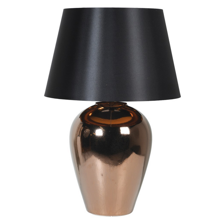 Copper Table Lamp with Black Shade