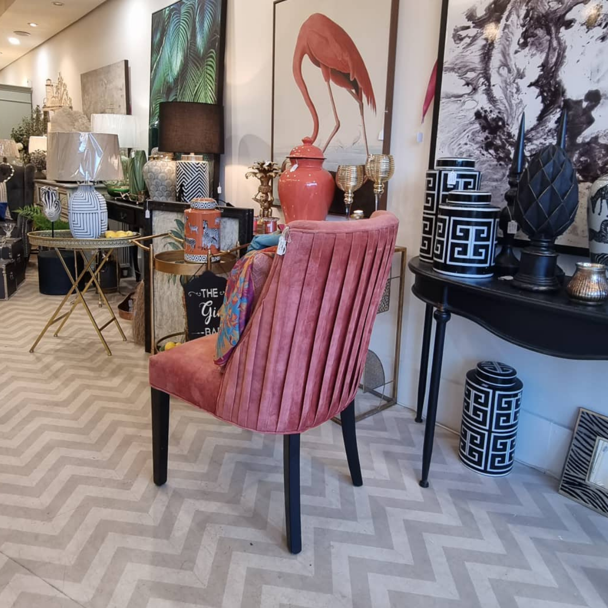Coral velvet sales chair
