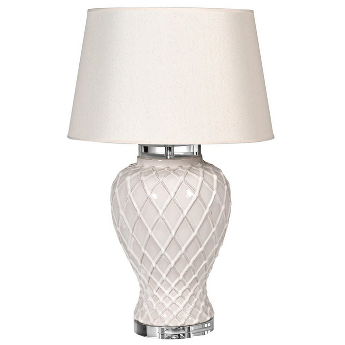 Cream Diagonal Patterned Table Lamp