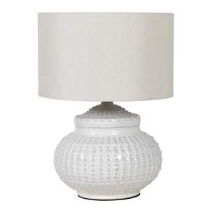 Cream Dimple Lamp with Linen Shade nationwide delivery www.lilybloom.ie