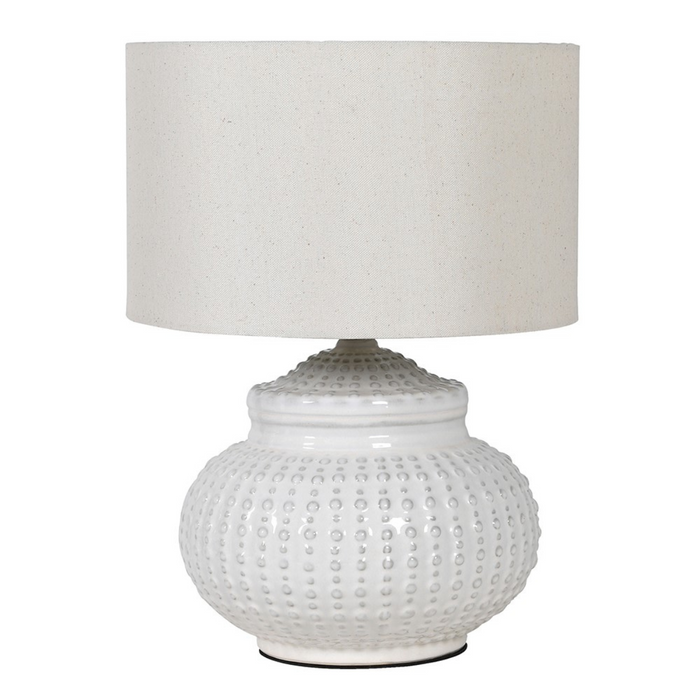 Cream Dimple Lamp with Linen Shade