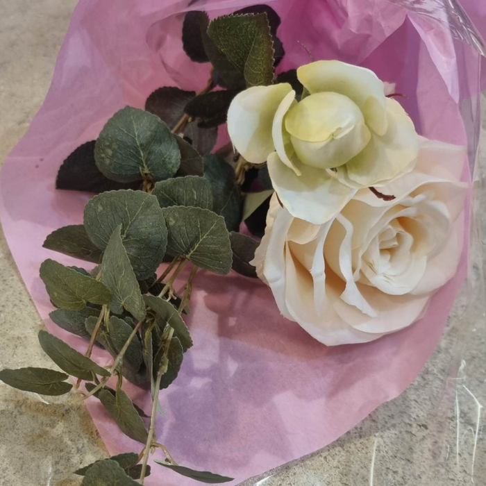 Cream Rose and Eucalyptus Sheaf