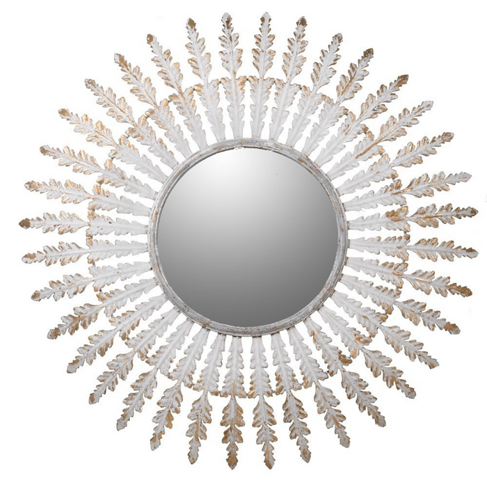 Feather Effect Round Mirror