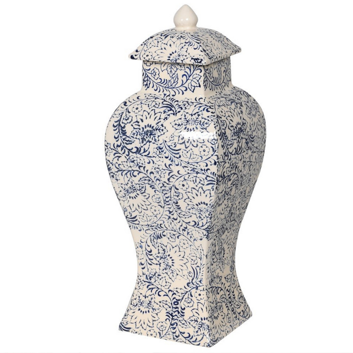 Floral Ginger Jar Blue and White