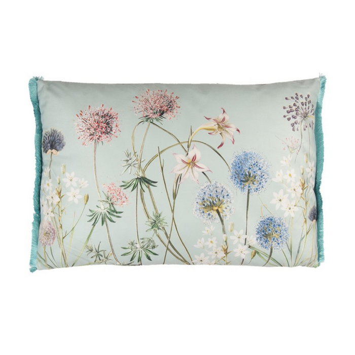 Floral Rectangle Cushion -pale blue