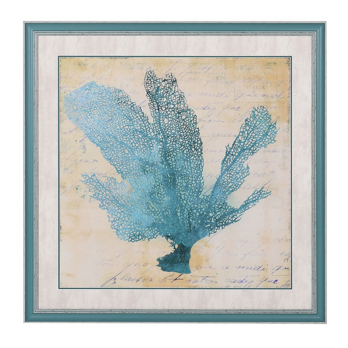 Framed Blue skeletal Coral Print