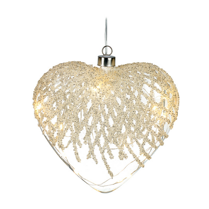 Glass Light up Heart with Glitter Detail