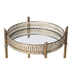 Gold Distressed Mirrored Tray Table nationwide delivery www.lilybloom.ie