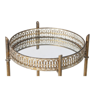 Gold Distressed Mirrored Tray Table nationwide delivery www.lilybloom.ie (2)