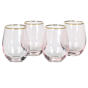 Gold Rim Rose Tint Tumbler Glasses nationwide delivery www.lilybloom,ie