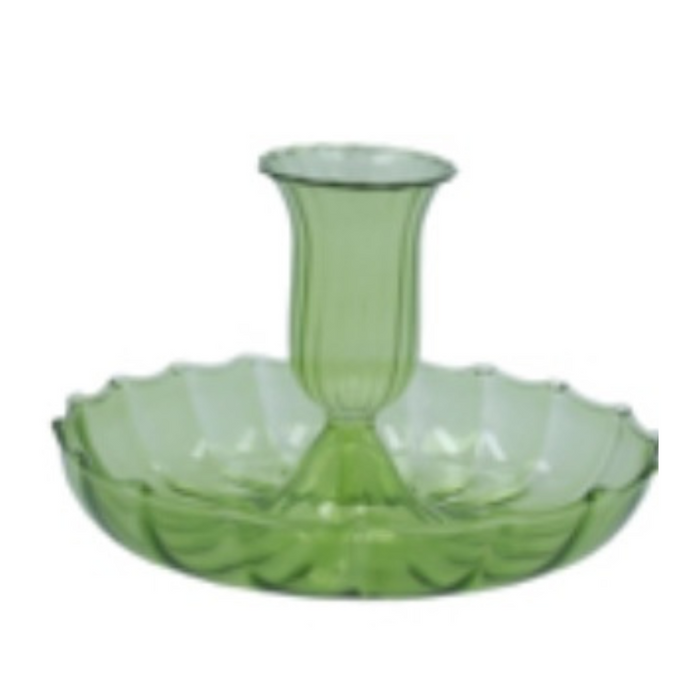 Green Glass Fluted Candlestick