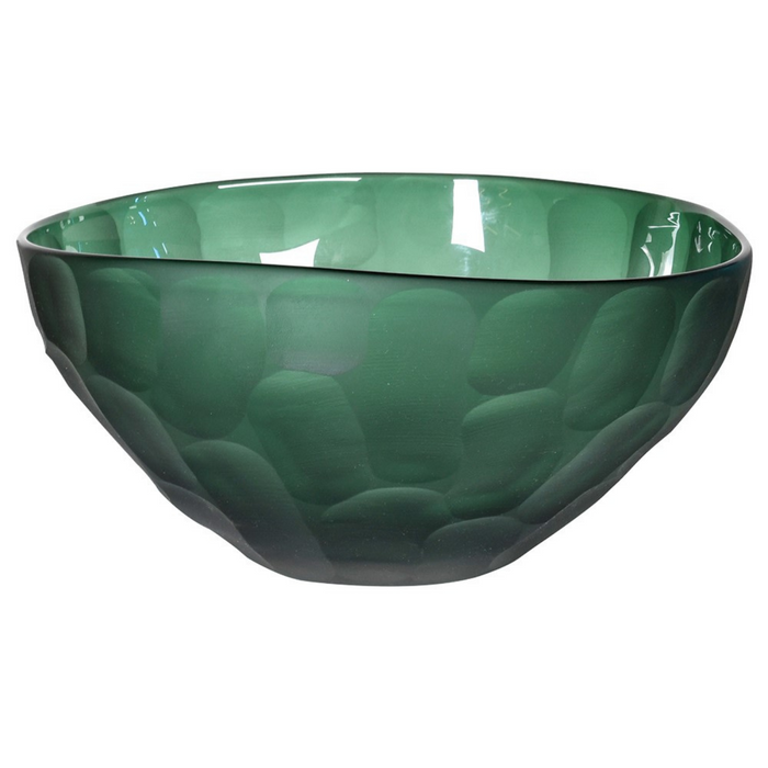 Green Glass Hammered Bowl
