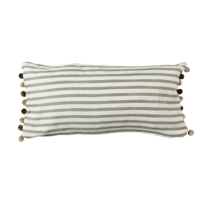 Green Stripe Oblong Cushion Cover