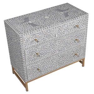 Grey Bone Inlay 3 Drawer Chest nationwide delivery www.lilybloom.ie 