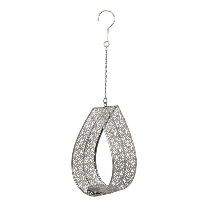 Grey Metal Candle Holder