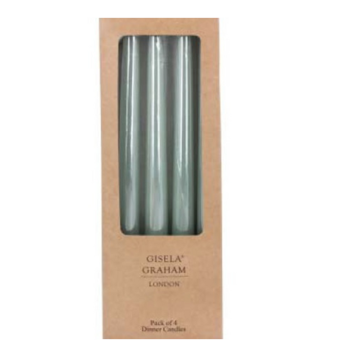 Ice Green Taper Dinner Candles - set of 4
