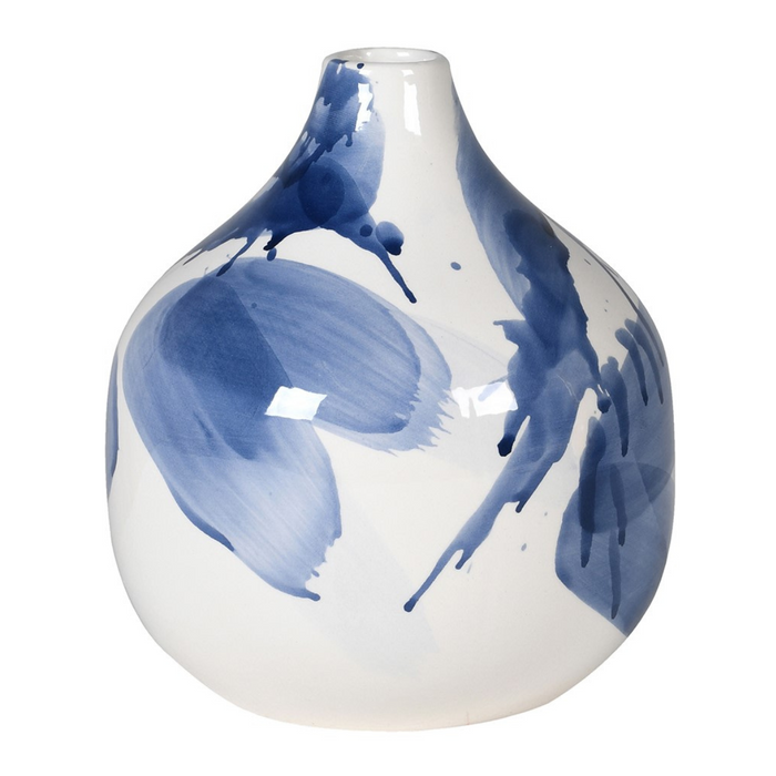 Indigo Splash Ceramic Vase